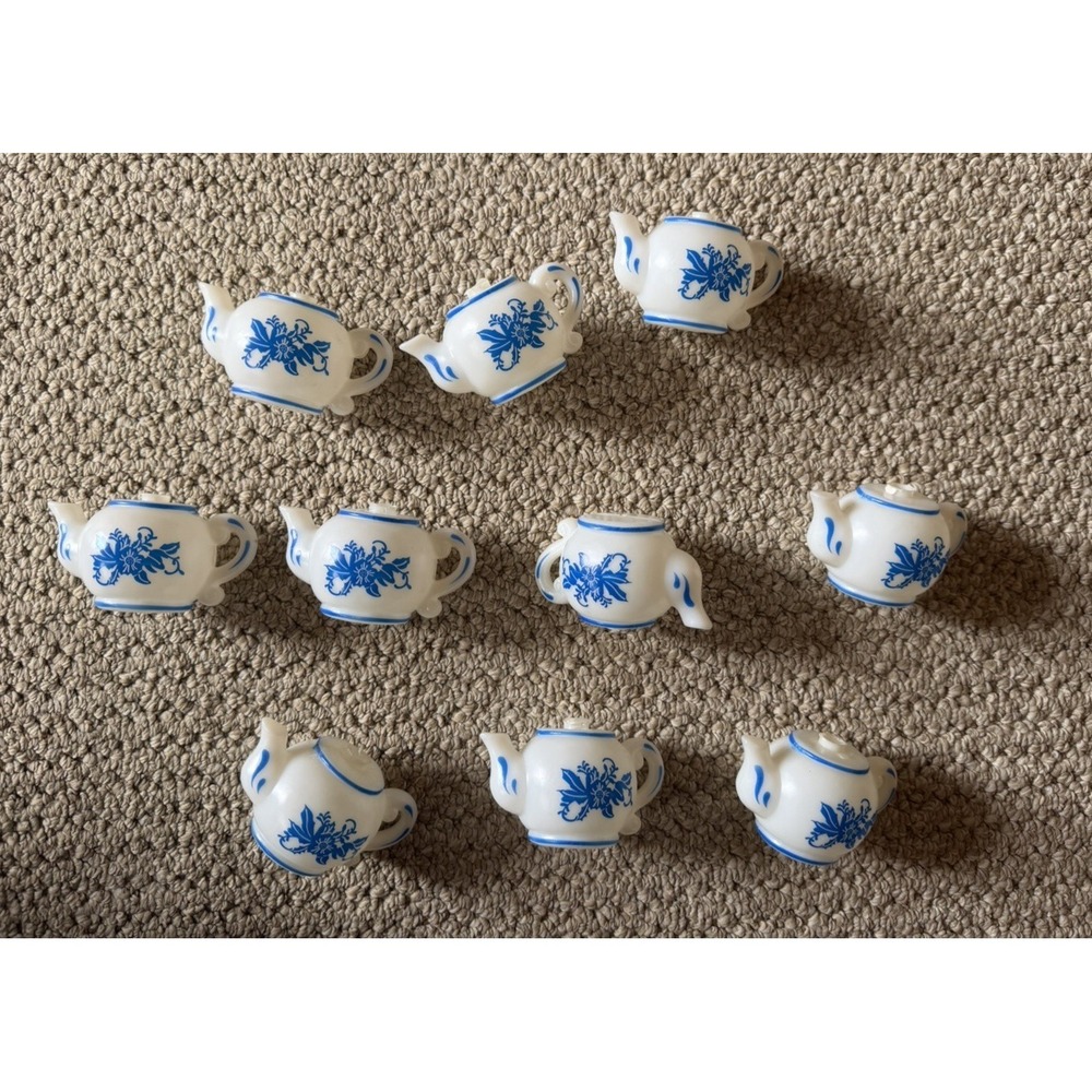 Vintage Blue White Teapot String Light Covers Set of 10 Patio Party Lights